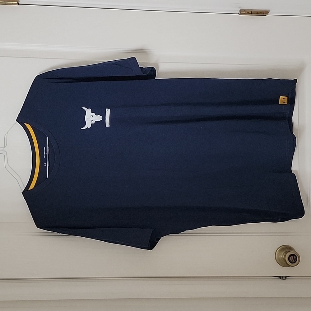 Under Armour Mens Project Rock Blood Sweat Respect Shirt Navy Blue Size 2XL